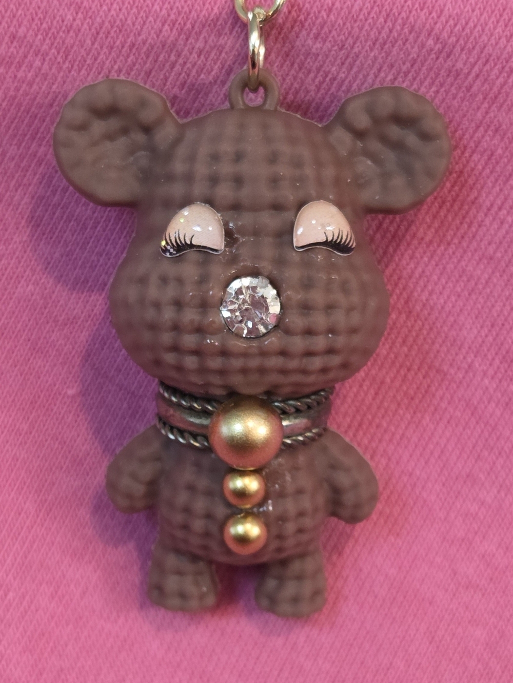 Chocolate Bear Keychain Charm with Coffee & Cookie Accents!